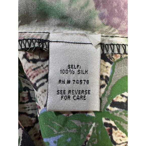 Vintage Cache 100% Silk Tropical Jungle Print Dress 12 – Boho Festival Y2K - Picture 11 of 12